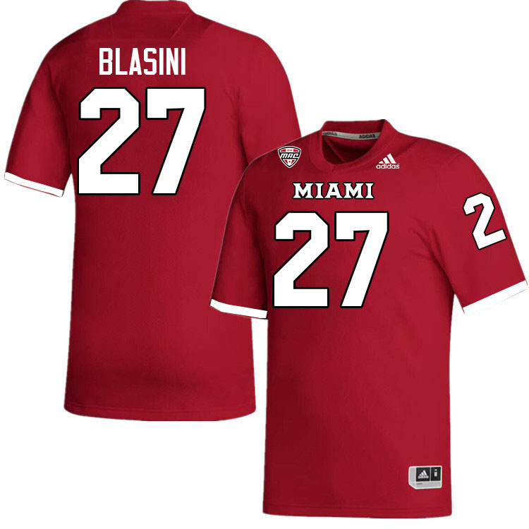 Miami University Redhawks #27 Gino Blasini College Football Jerseys Stitched-Red